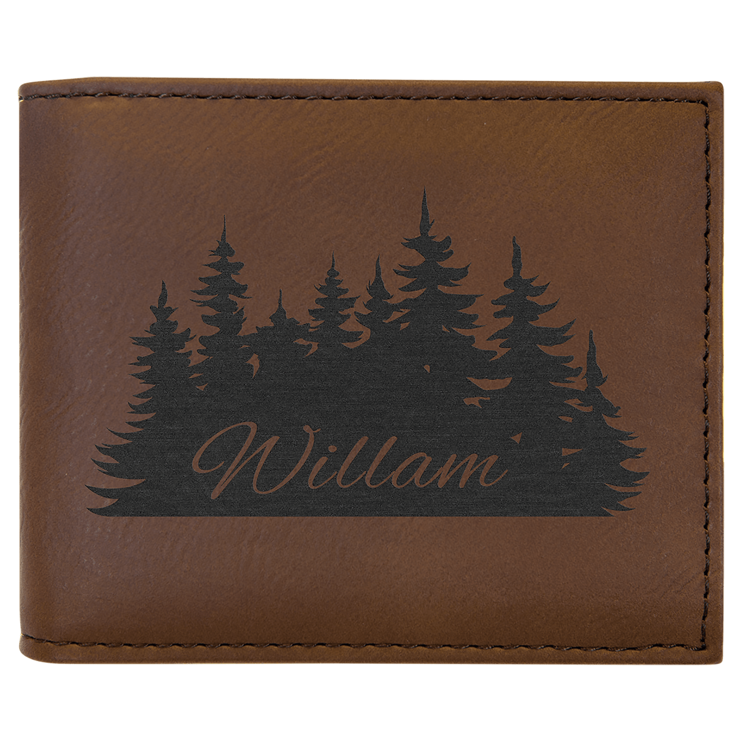 Dark Brown Vegan Leather Bi-Fold Wallet w/Flip ID Display