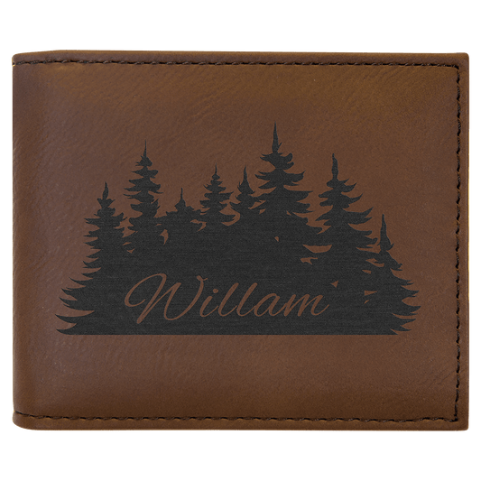 Dark Brown Vegan Leather Bi-Fold Wallet w/Flip ID Display