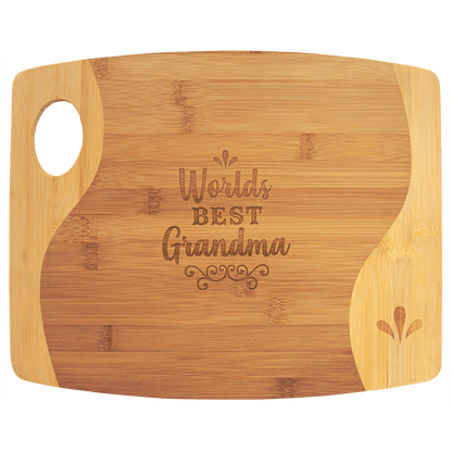 Two Tone Bamboo Cutting Board with handle