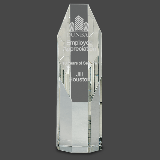 Slant Top Crystal Octagon Tower Stand Up Award