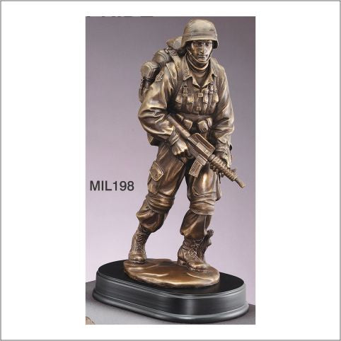 Soldier Standing Patrol With Rifle Large Figure Trophies - 13" Tall