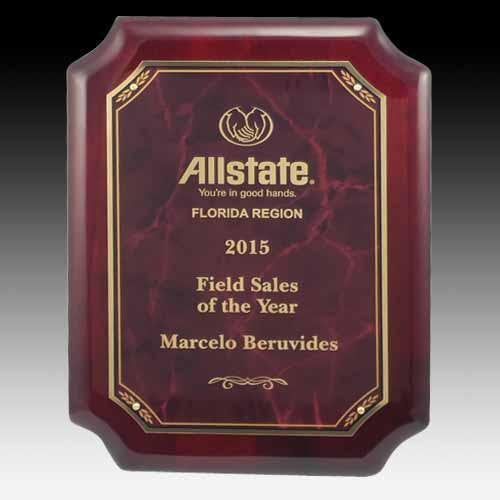 Piano Finish Clipped Corner Plaque Award