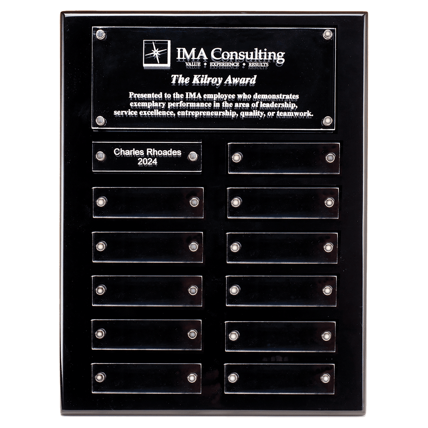 Black Piano Finish Perpetual Plaque with Floating acrylic plates
