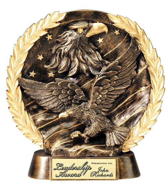 Resin Plate Eagle on Flag