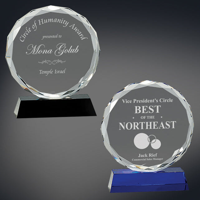 Round Facet Crystal Stand Up Award