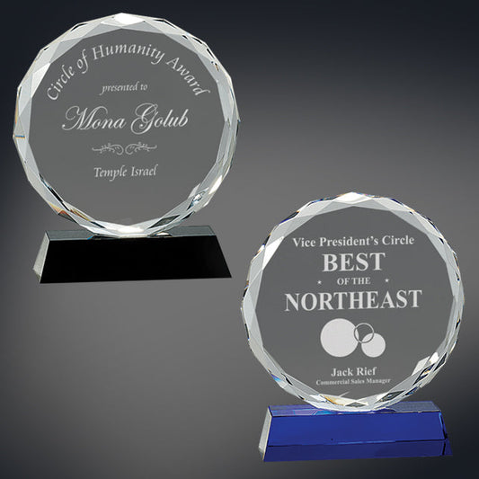 Round Facet Crystal Stand Up Award