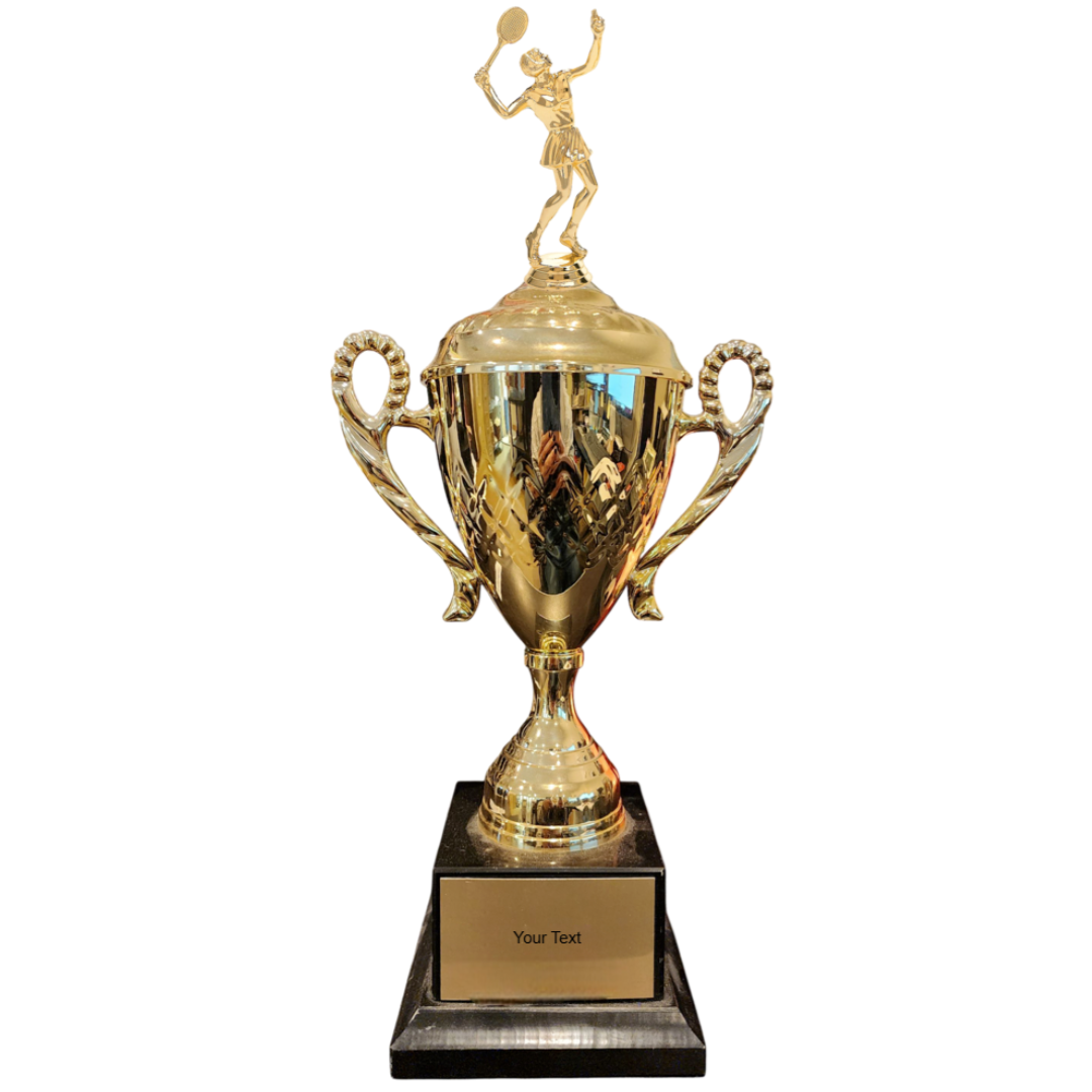 Tennis Cup Trophy with Lid and Figure