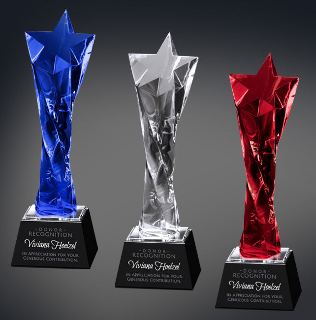 Twisted Star Optic Crystal Stand Up Award