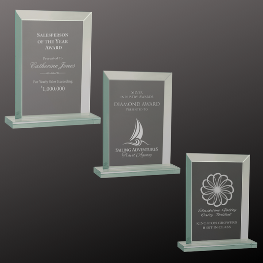 Rectangle Jade Glass Stand Up Award