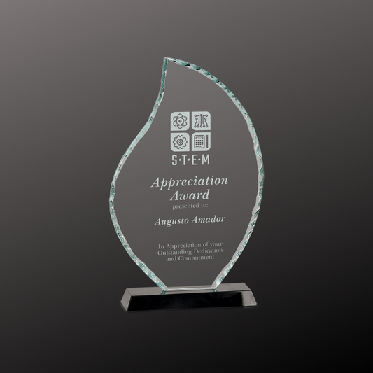 Flame Facet Glass on Black Base Stand Up Award