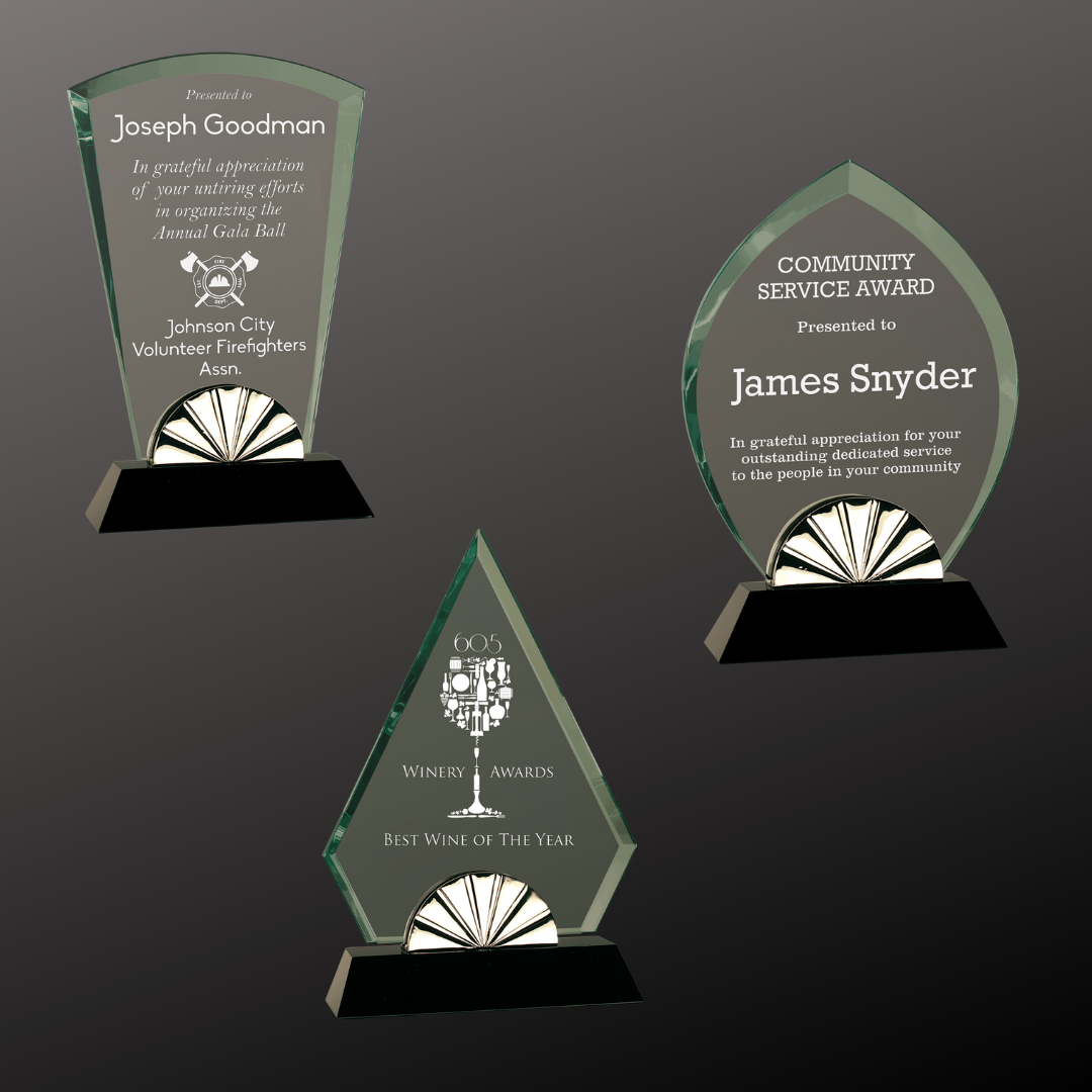 Horizon Facet Glass with Black Base Stand Up Award