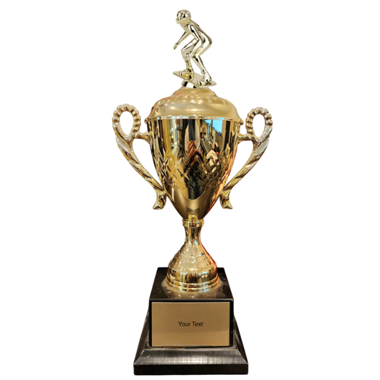 Wrestling Cup Trophy with Lid and Figure