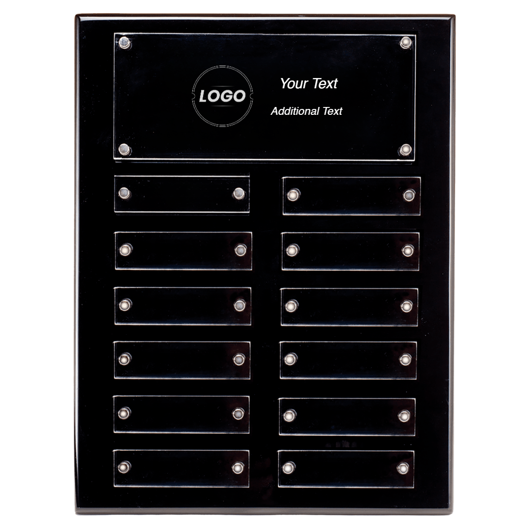 Black Piano Finish Perpetual Plaque with Floating Acrylic Plates