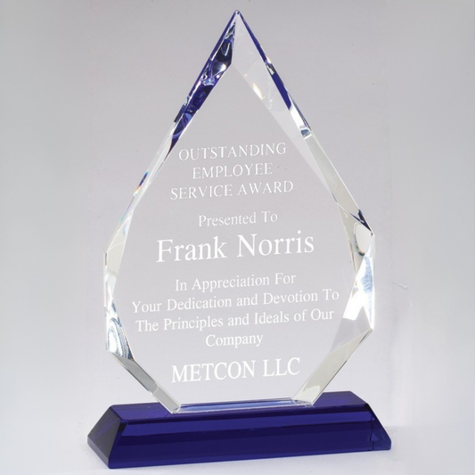 Arrowhead Crystal Award with Blue Base
