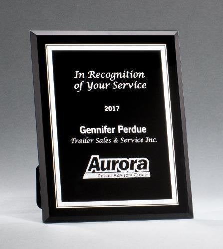 Black Glass Plaques with Silver Borders