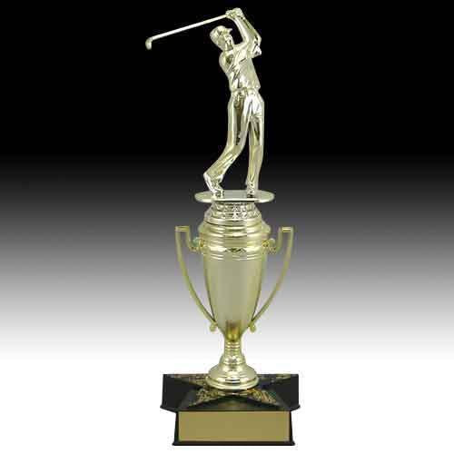 Star Base Trophy with Cup and Figure Single Column