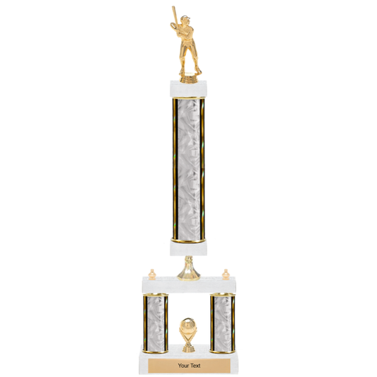 Baseball 3-Column 2-Tier Trophy – Elite