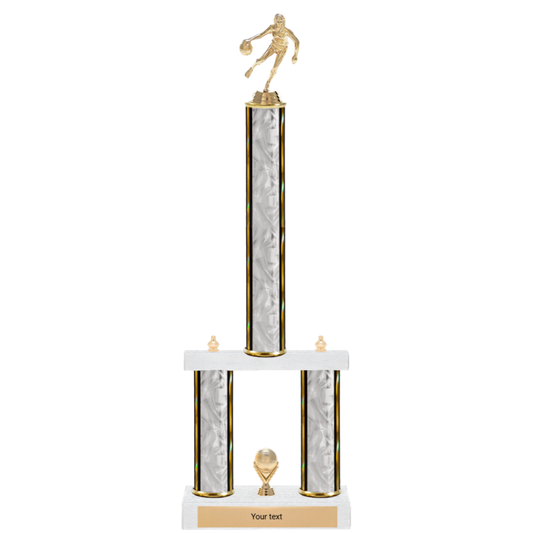 Basketball 3-Column 2-Tier Trophy – Classic