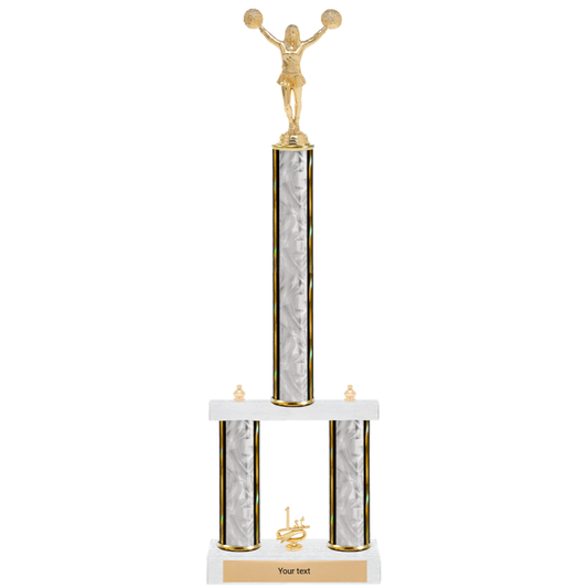 Cheerleading 3-Column 2-Tier Trophy – Classic
