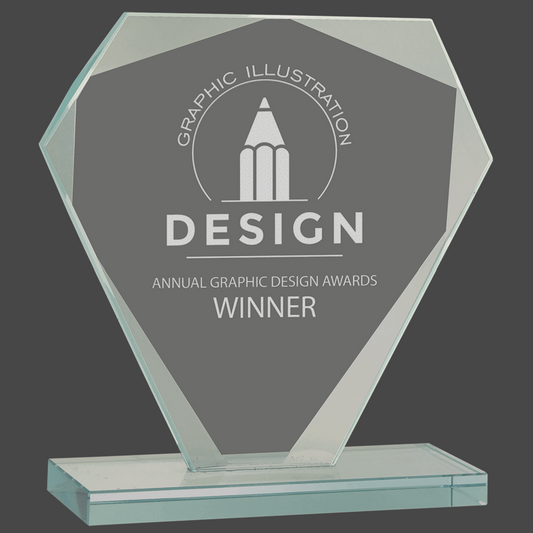 Cut Diamond Jade Glass Stand Up Award