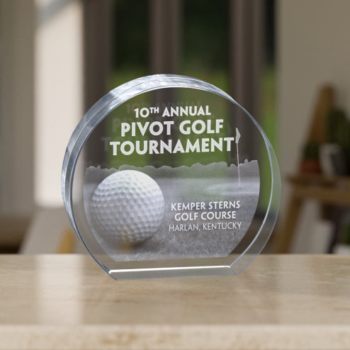 Denton Circle Golf Crystal Stand Up Award