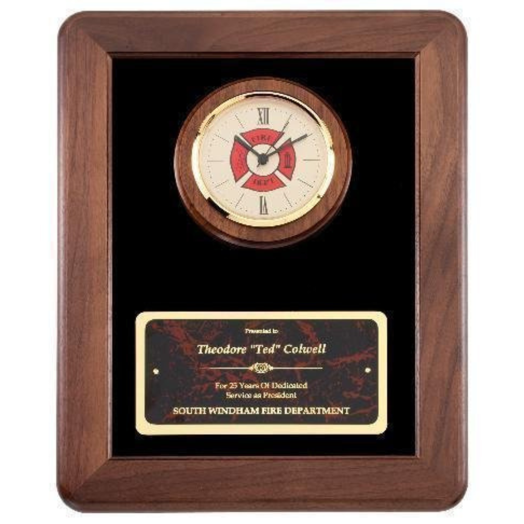 Genuine Walnut Frame with Fireman Clock