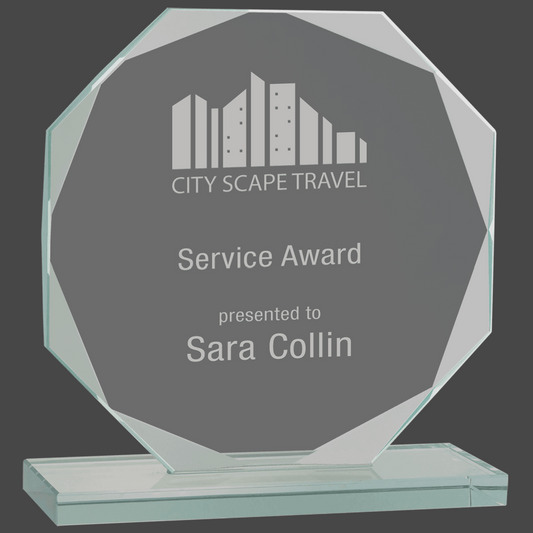 Octagon Series Jade Glass Stand Up Award
