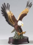 Eagle In Flight On Wood Base Large Figure Trophies
