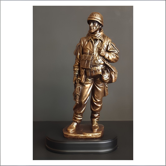 Soldier Standing Rifle Down Large Figure Trophies - 14" Tall