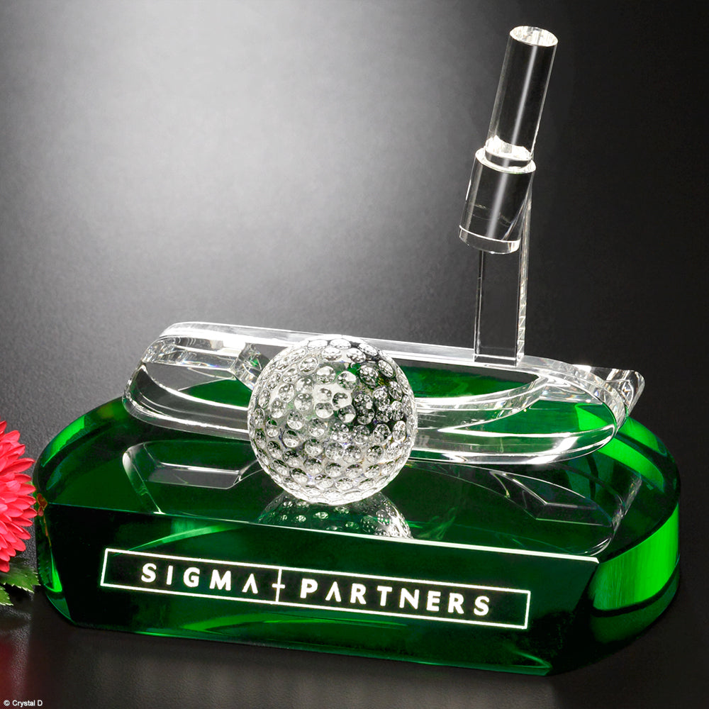 Golf Putter Crystal Stand Up Award