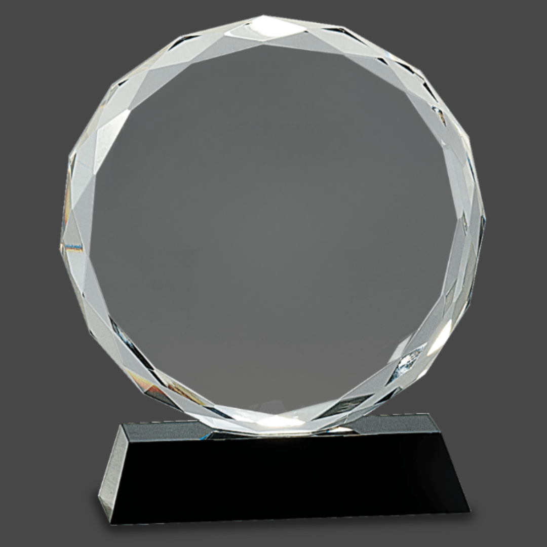Round Facet Crystal Stand Up Award
