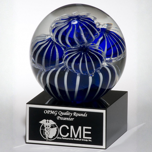 Sea Anemone Globe Art Glass Stand Up Award