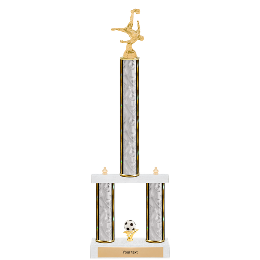 Soccer 3-Column 2-Tier Trophy – Classic