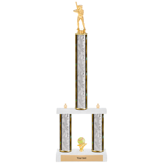 Softball 3-Column 2-Tier Trophy – Classic