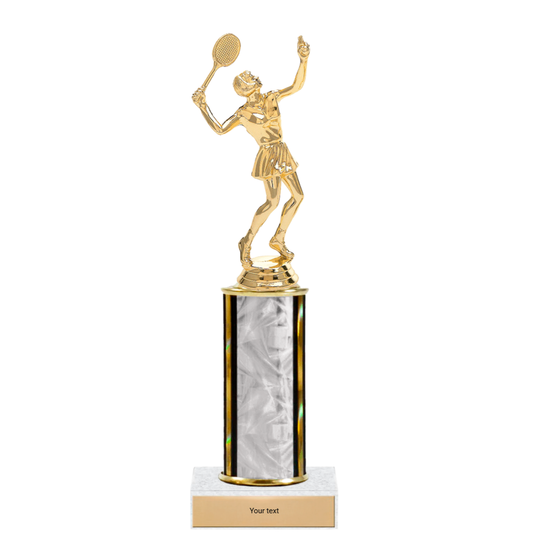 Tennis Single Column Trophy with Figure