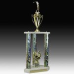 Triple Column Trophy with Cup Two Tier Trophies