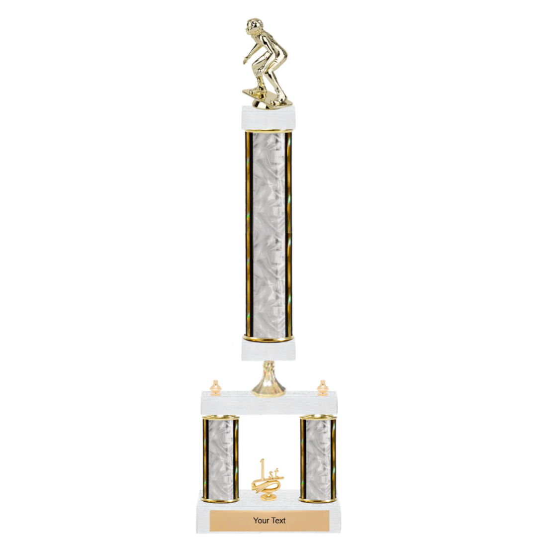 Wrestling 3-Column 2-Tier Trophy – Elite