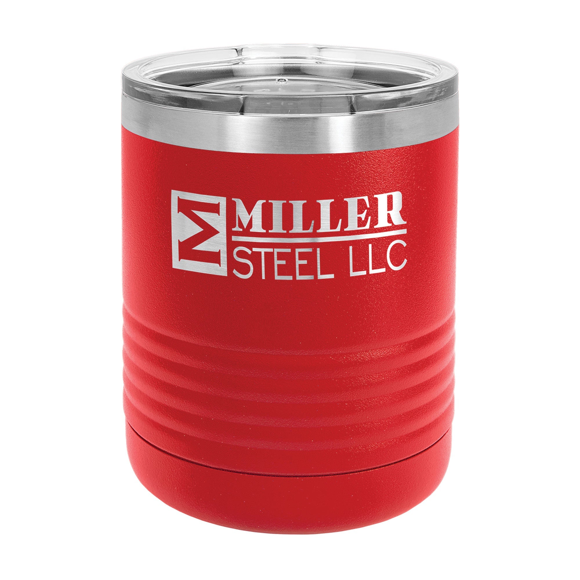 Custom Logo'd - 10 oz. Polar Camel Vacuum Insulated Tumbler w/Clear Lid Red