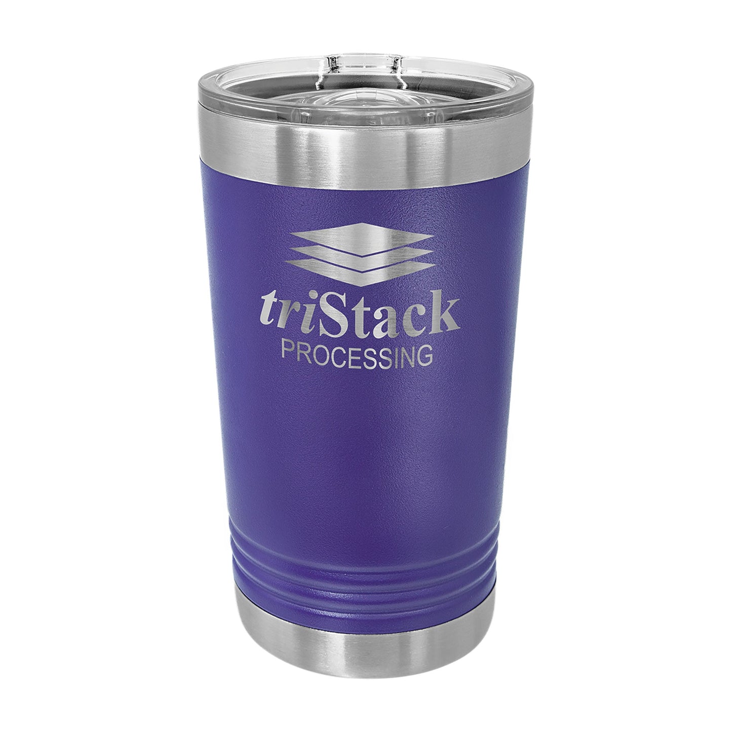 Custom Logo'd - 16 oz. Polar Camel Pint w/Silder Lid Purple