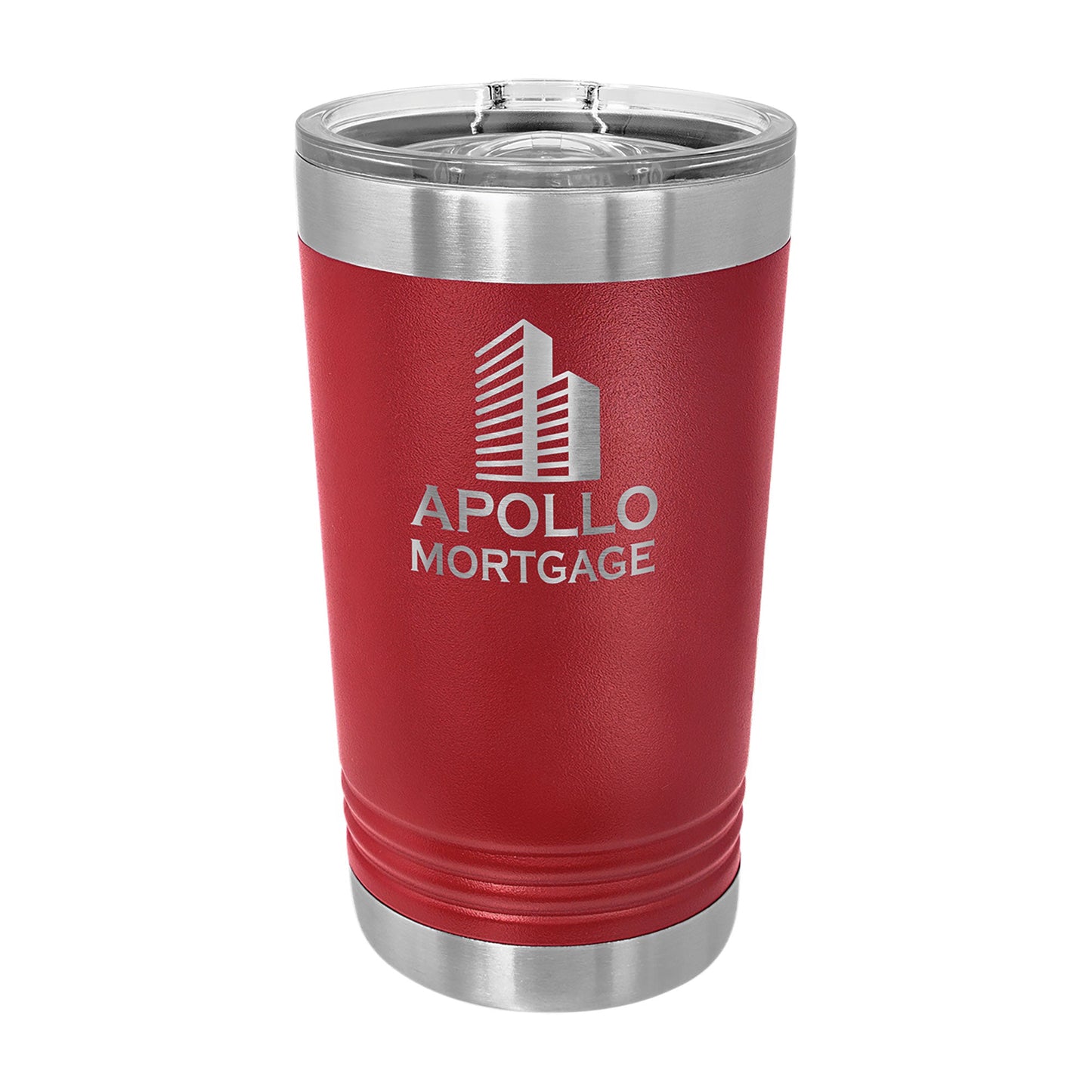 Custom Logo'd - 16 oz. Polar Camel Pint w/Silder Lid Maroon