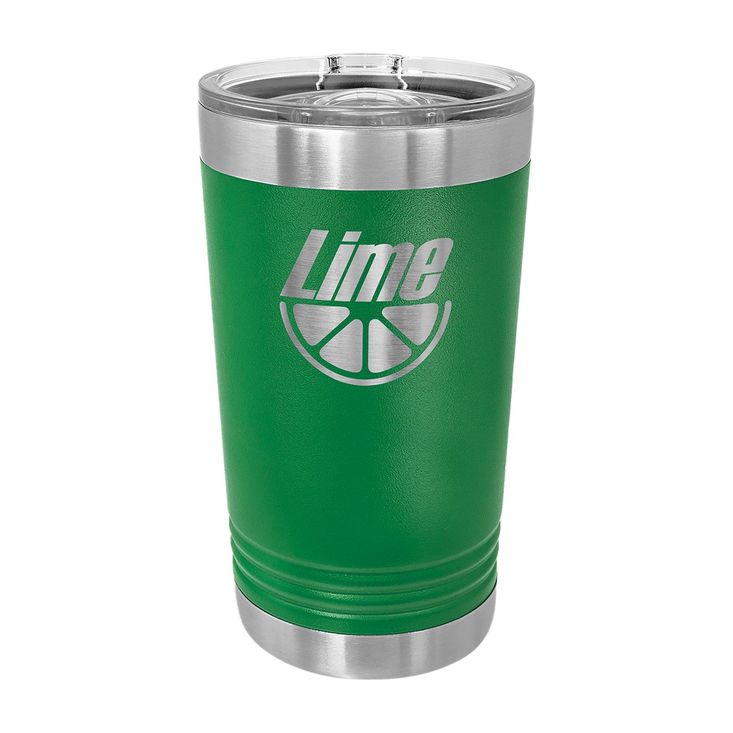 Custom Logo'd - 16 oz. Polar Camel Pint w/Silder Lid Green