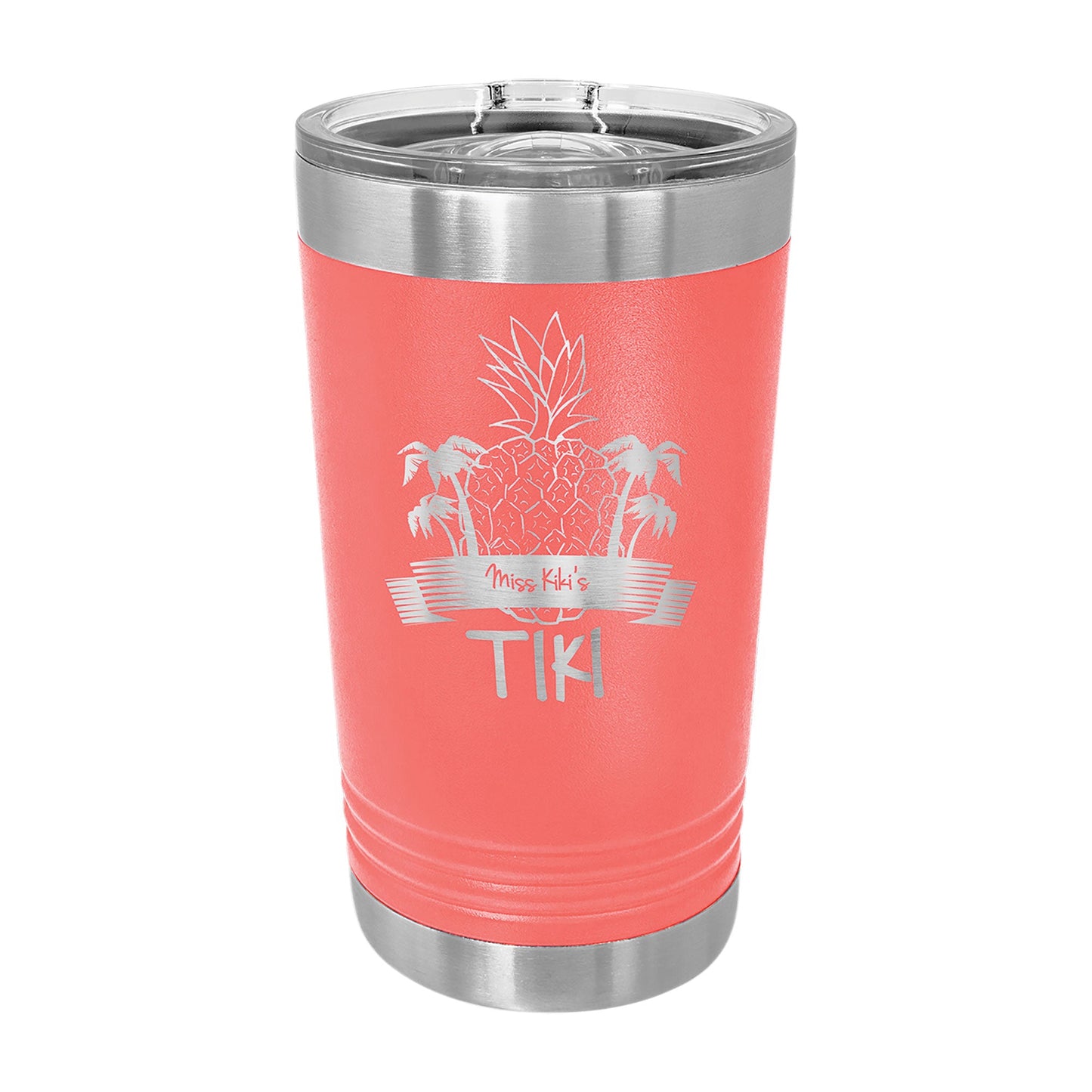 Custom Logo'd - 16 oz. Polar Camel Pint w/Silder Lid Coral