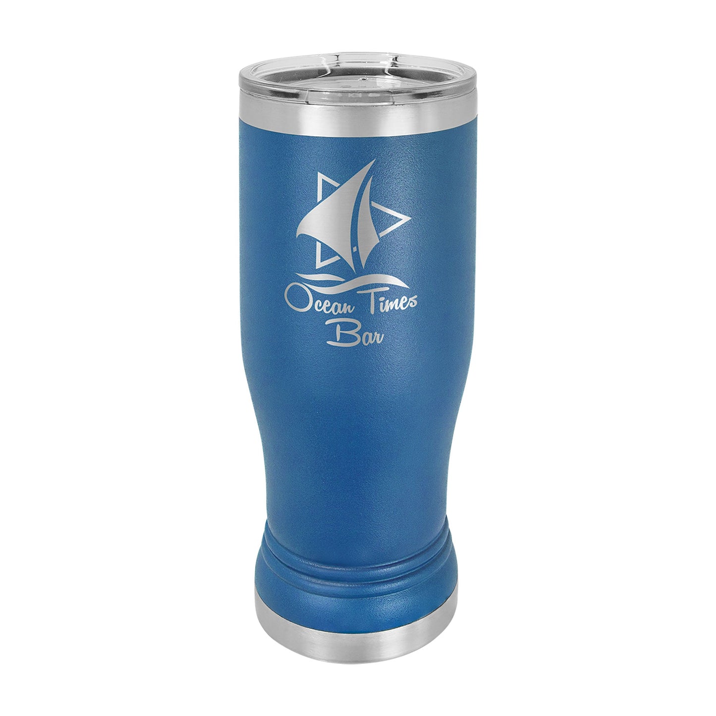 14 oz. Polar Camel Pilsner w/Clear Lid Royal Blue