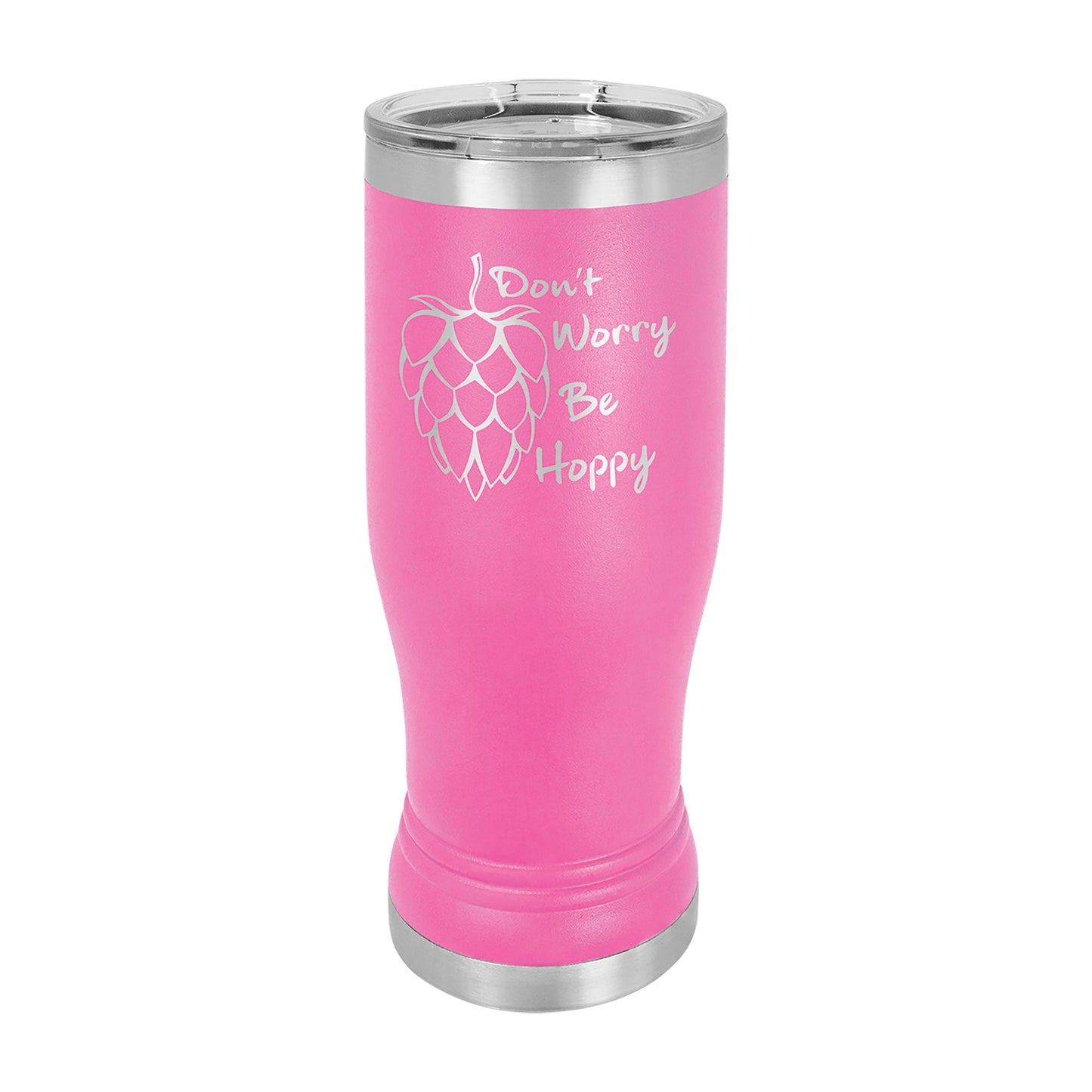 14 oz. Polar Camel Pilsner w/Clear Lid Pink